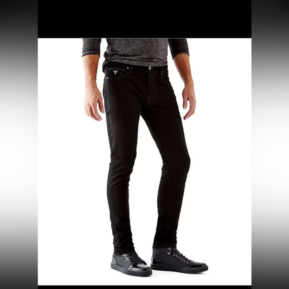Men's Guess Skinny Super Stretch Black Jeans 33x30 - Picture 5 of 6